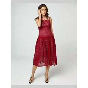 NWT O.P.T One Pretty Time Size small Lizzet Magenta Red Lace Midi Dress